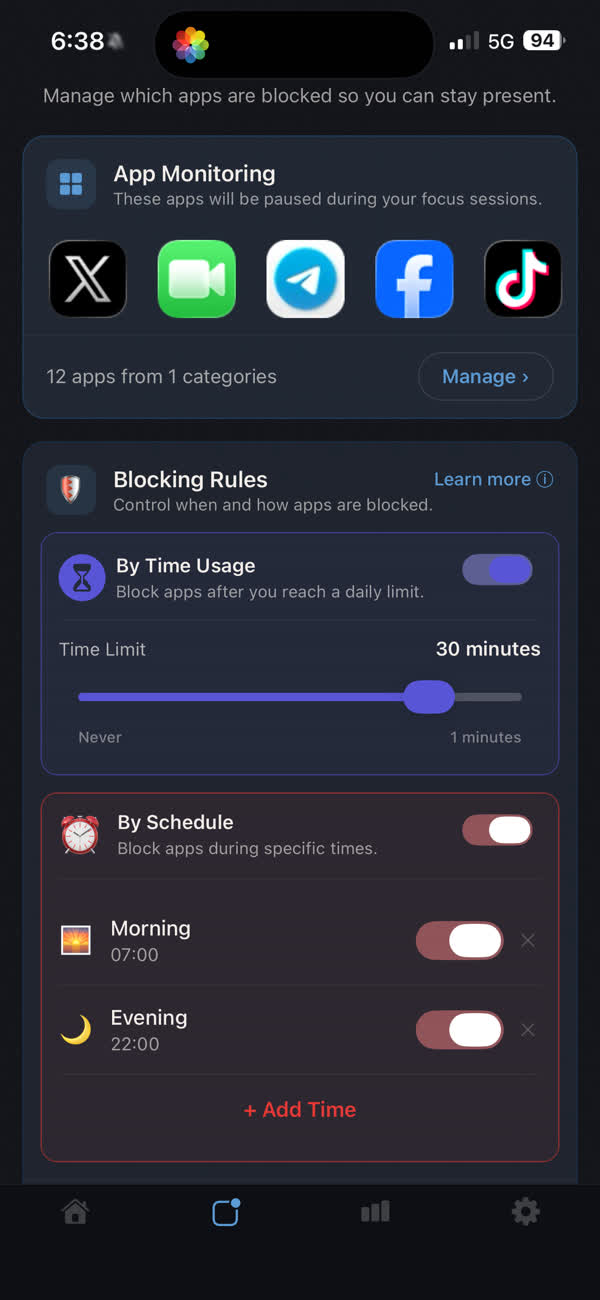 Choose apps to monitor